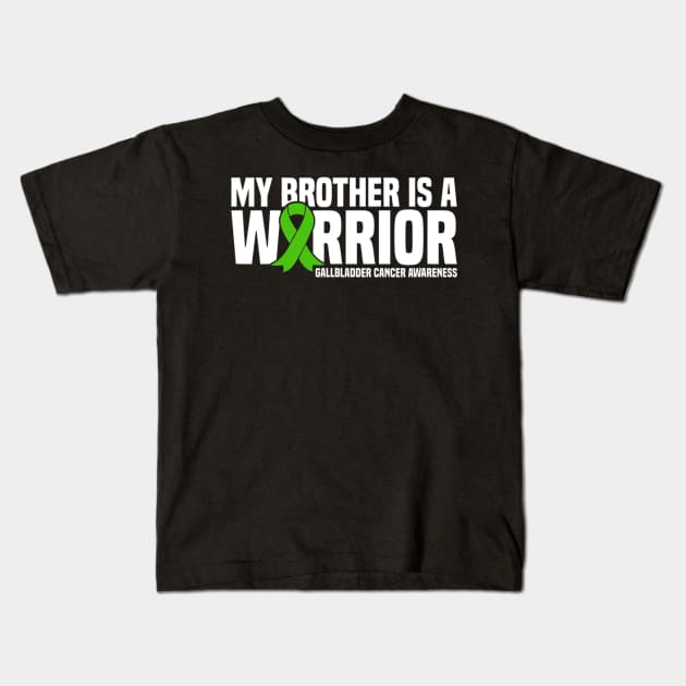 My Brother Is A Warrior Gallbladder Cancer Awareness Kids T-Shirt by ShariLambert